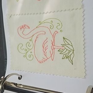 Handmade machine embroidery flamingo patch